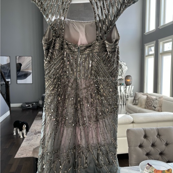 Adrianna Papell  glittering art deco mother of the bride evening dinner gown sz8 - Picture 10 of 16